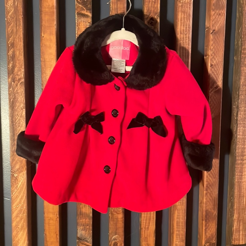 Good lad red toddler pea coat in size 18 months